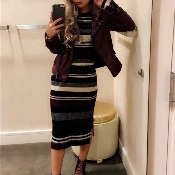 h&m striped midi dress